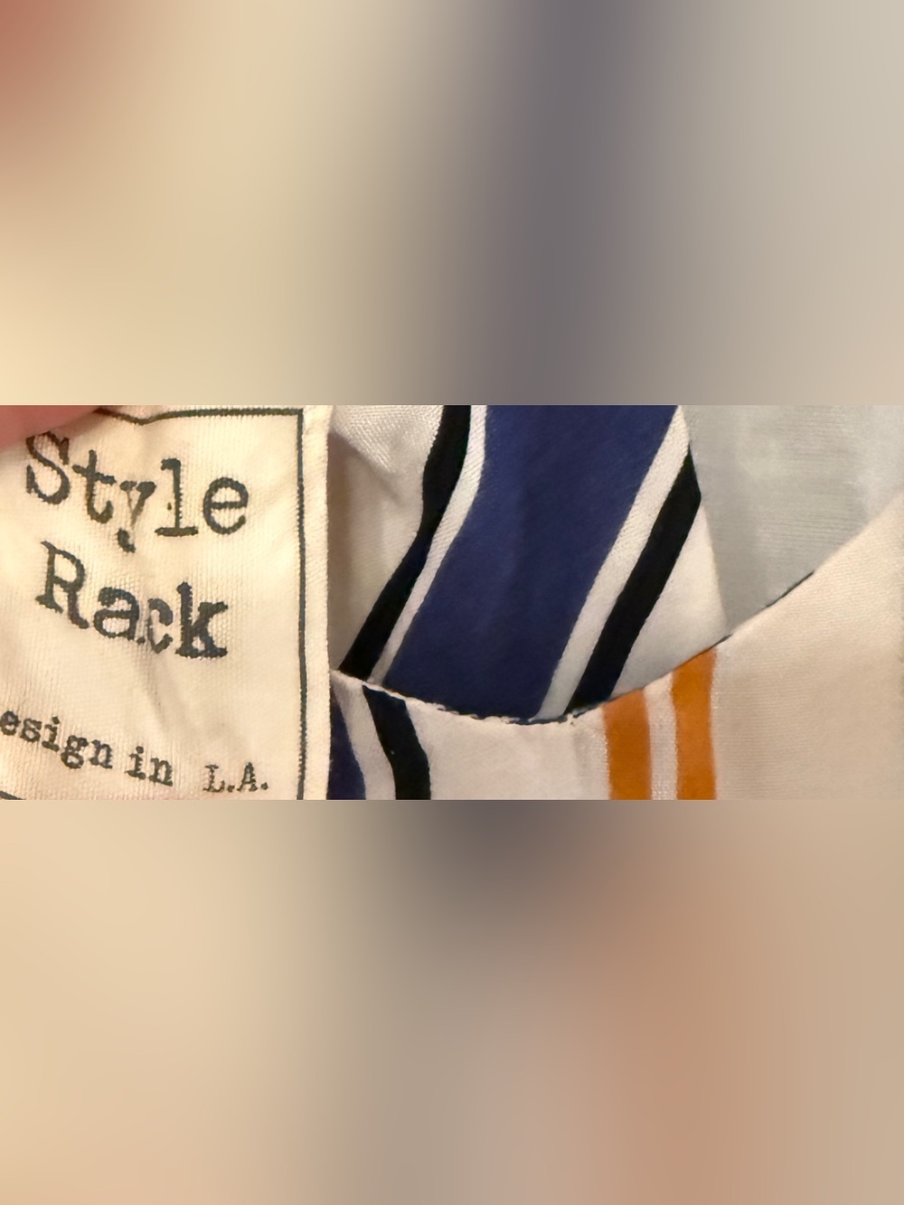 Style Rack Striped - Blue Mustard - Razer Back Tank Top Large - Picture 5 of 9
